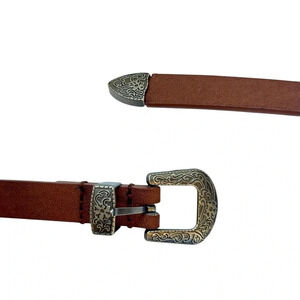 Skinny Western Belt Brown w/ Silver Buckle Women’s Large